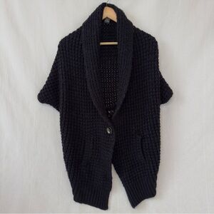 Y2K | Dex | Navy Blue Chunky Knit Wool Blend Shawl Collar Cardigan Vest | US M